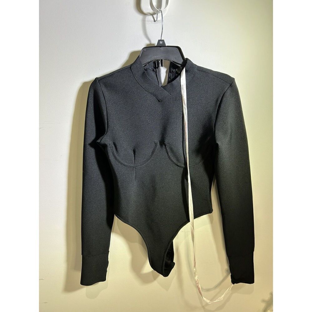 Misguided Women’s Long-sleeved Knit, Shaping Sexy Bodysuit Black. New.